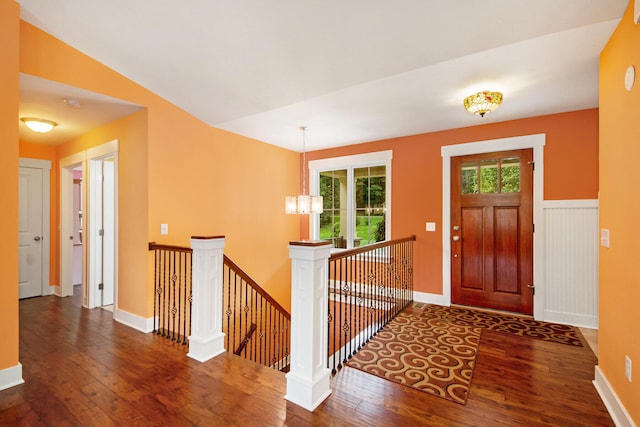 foyer with dark wood-type flooring