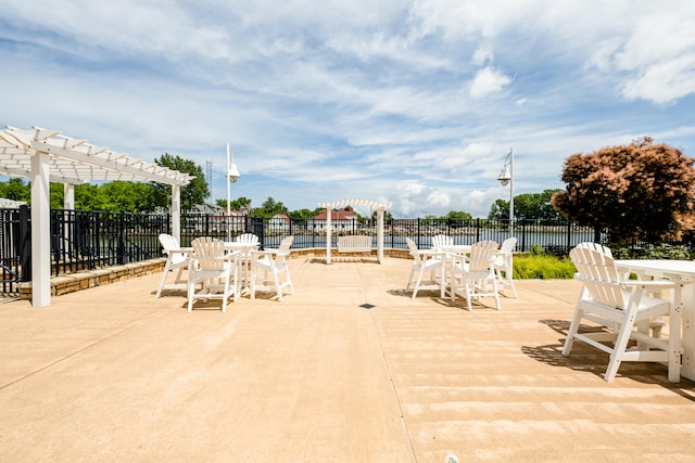 view of patio featuring a pergola