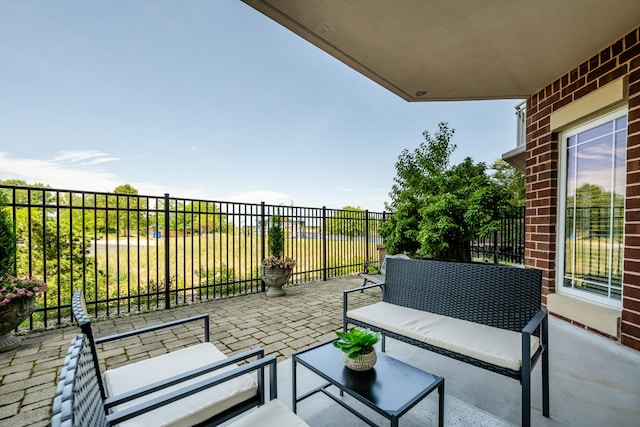 view of patio featuring an outdoor hangout area