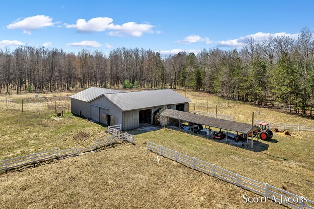 drone / aerial view with a rural view