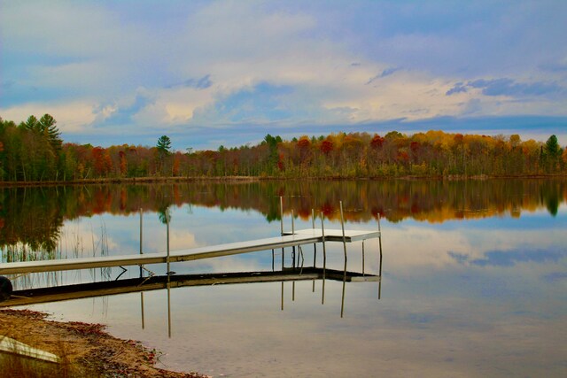 view of dock featuring a water view