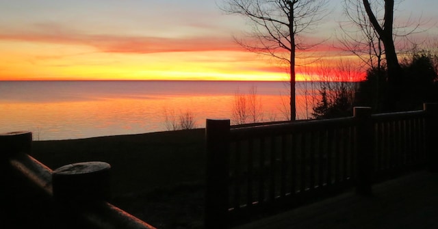 property view of water with fence