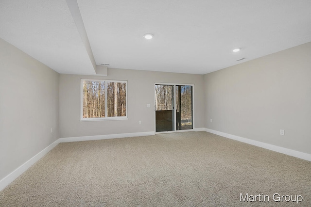 carpeted spare room featuring a healthy amount of sunlight