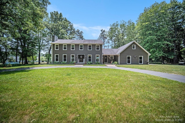 colonial house with a front lawn