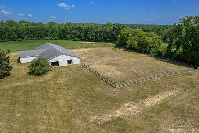 aerial view with a rural view