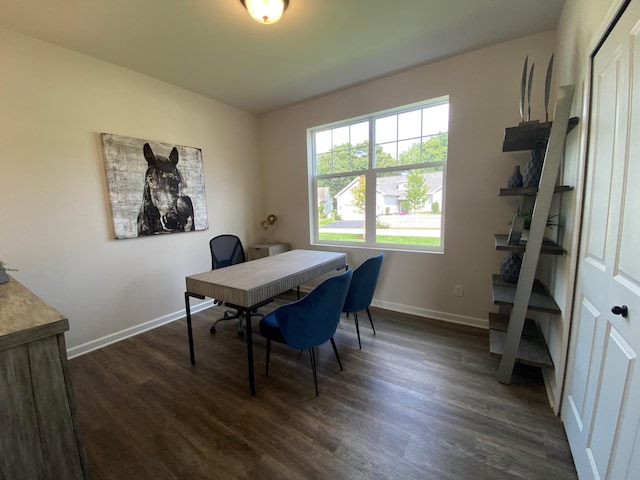 office space featuring dark hardwood / wood-style floors