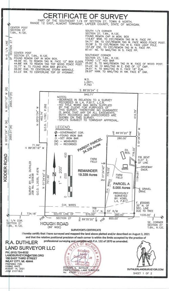 000 Hough Rd, Almont MI, 48003 land for sale