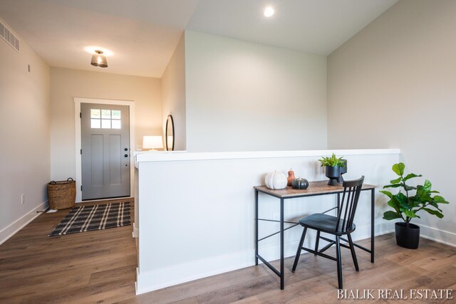 foyer with hardwood / wood-style flooring