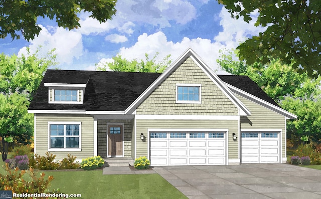 view of front facade featuring a garage and a front yard