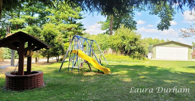 view of play area with a lawn