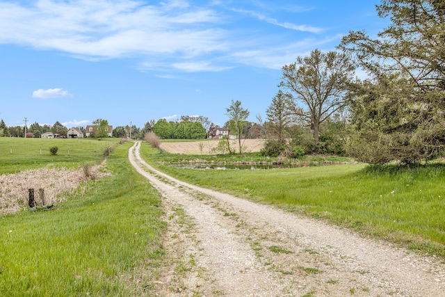 view of street with a rural view