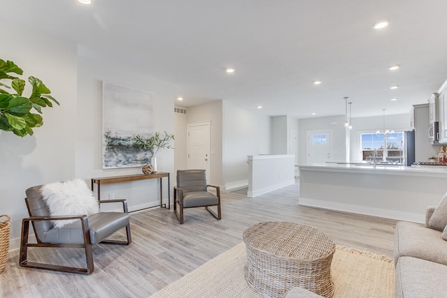 living room featuring light hardwood / wood-style flooring