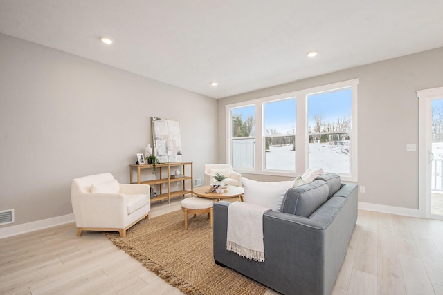 living room featuring light hardwood / wood-style floors