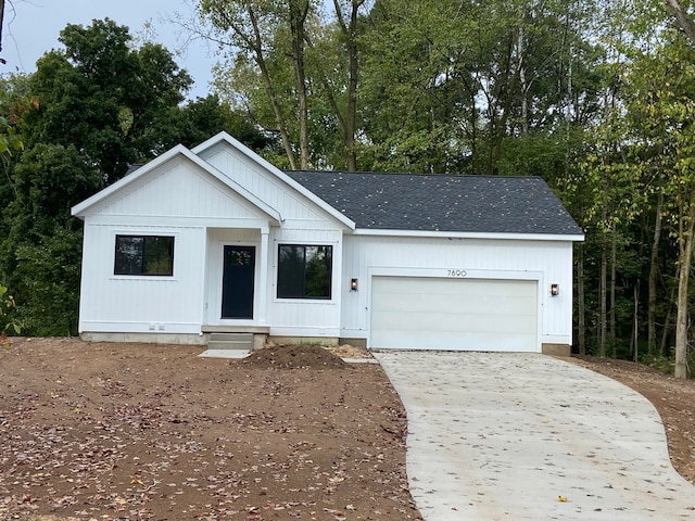 view of front of house with a garage