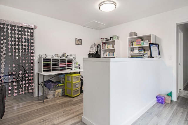 office space featuring light wood-type flooring