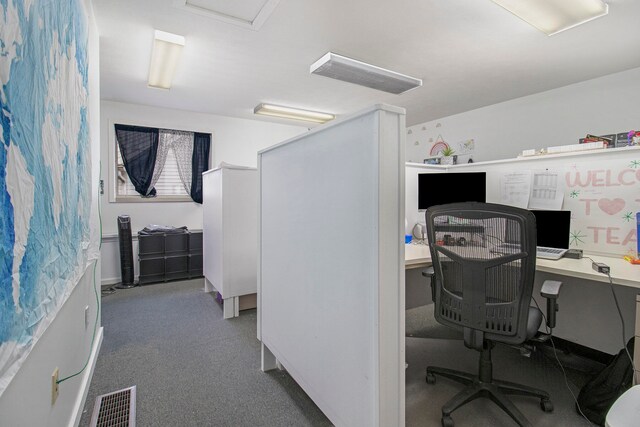 view of carpeted home office