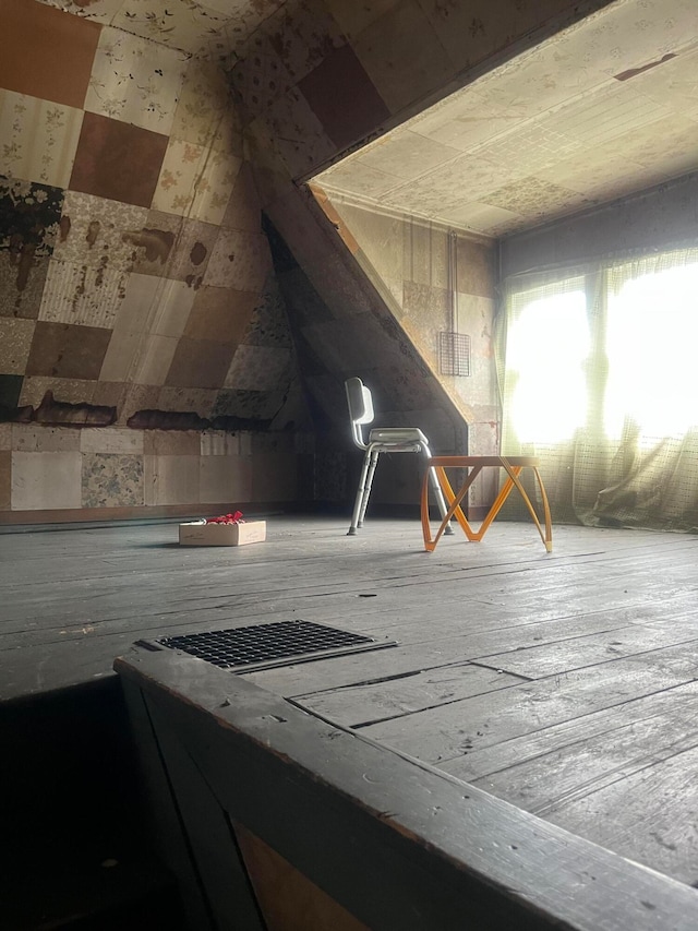 view of unfinished attic