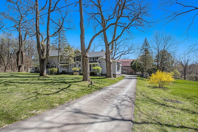 view of front of home with a front lawn