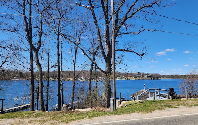 view of water feature featuring a dock