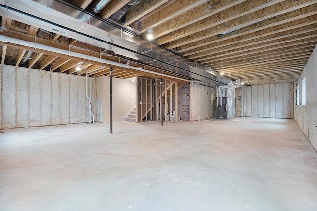 basement with heating unit