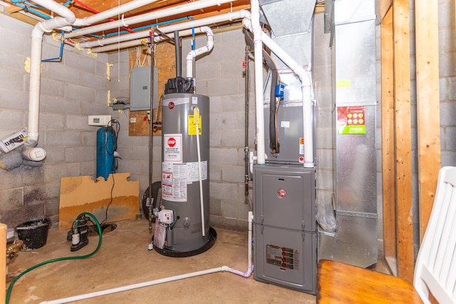 utility room with water heater