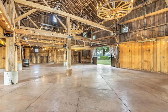 garage with wooden walls