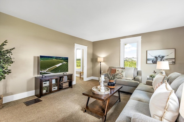 living room featuring carpet floors