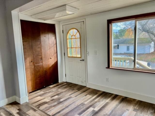 foyer with light hardwood / wood-style floors