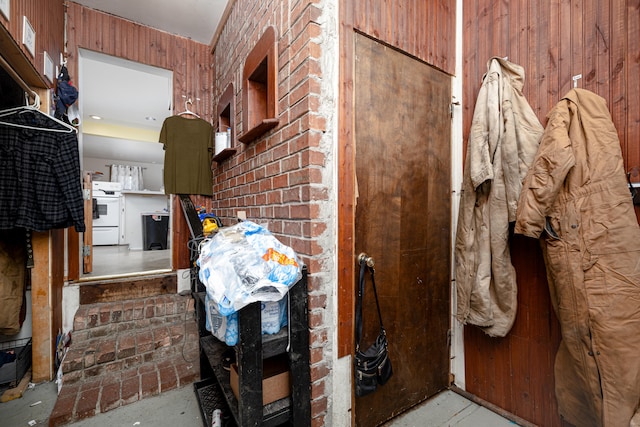 interior space with wood walls