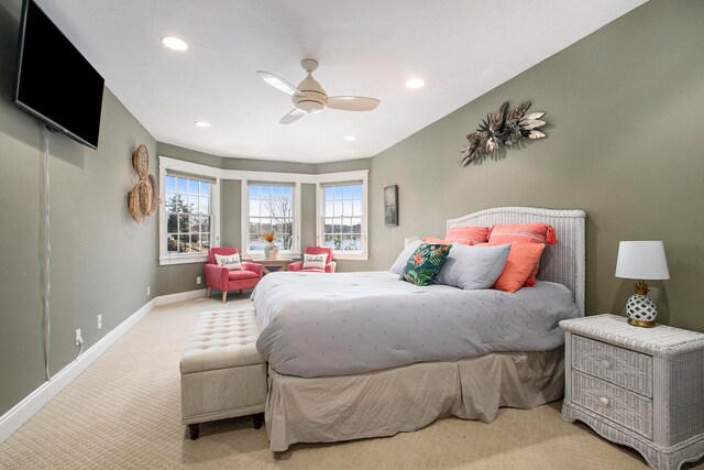 bedroom featuring carpet floors and ceiling fan