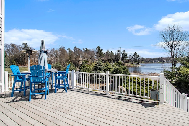 deck with a water view