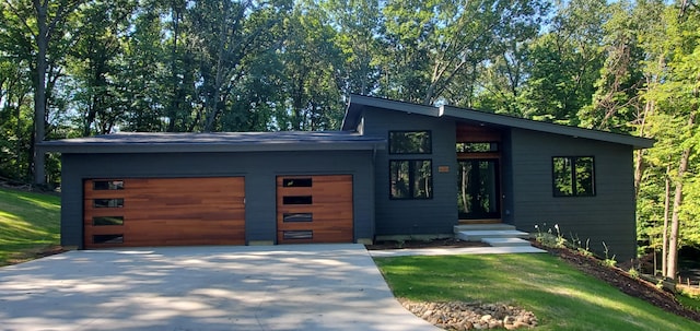 contemporary home featuring a garage