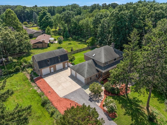 aerial view featuring a view of trees