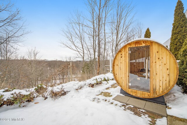 view of snow covered structure