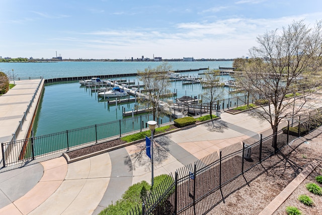 exterior space with a dock