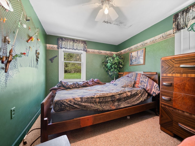 bedroom with carpet and ceiling fan