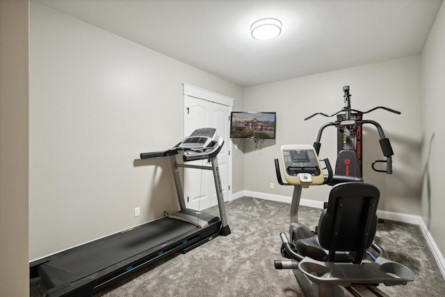 workout area featuring carpet floors