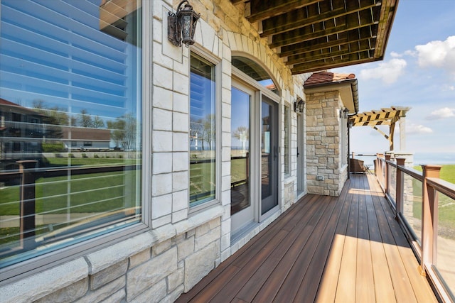 wooden terrace featuring a pergola