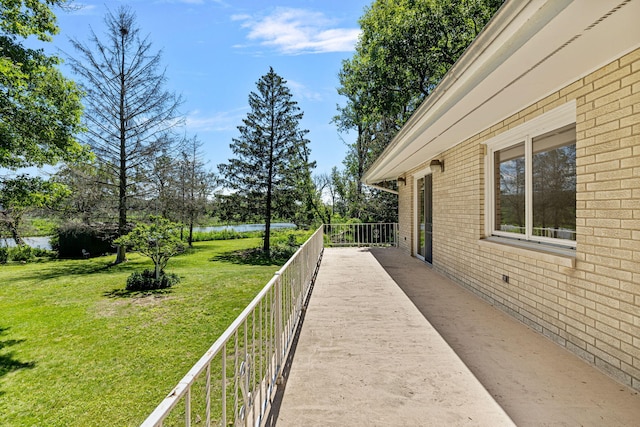 view of yard with a water view