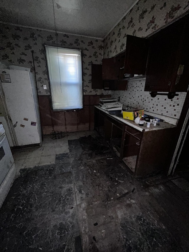 kitchen with dark brown cabinets