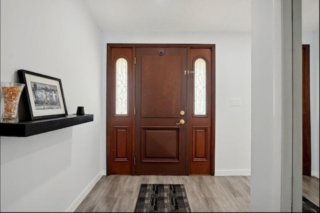 foyer with light hardwood / wood-style floors