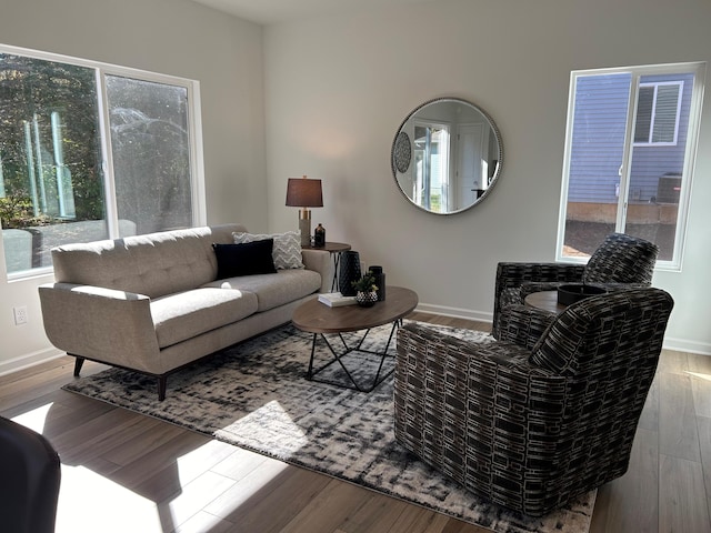 living room featuring light wood-type flooring