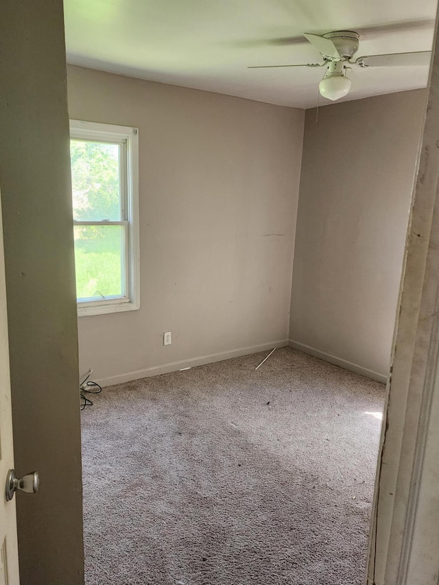 spare room featuring carpet and ceiling fan