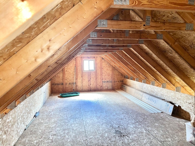 view of unfinished attic