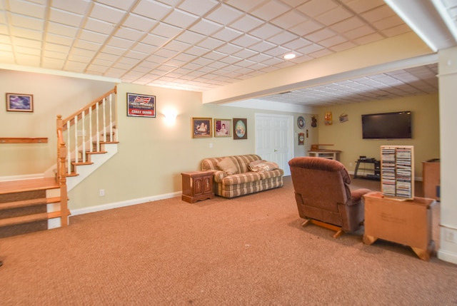 living room featuring carpet flooring