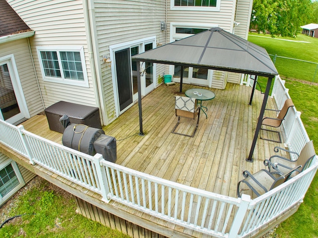 deck with a yard