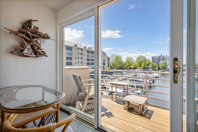 balcony with a water view