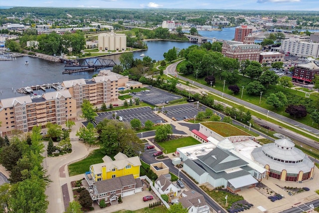 bird's eye view featuring a water view