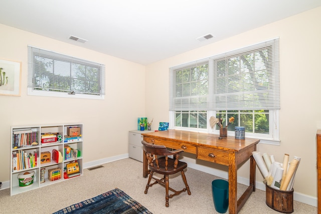 view of carpeted office space