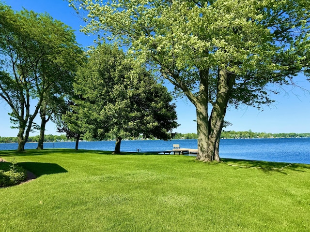 view of yard with a water view